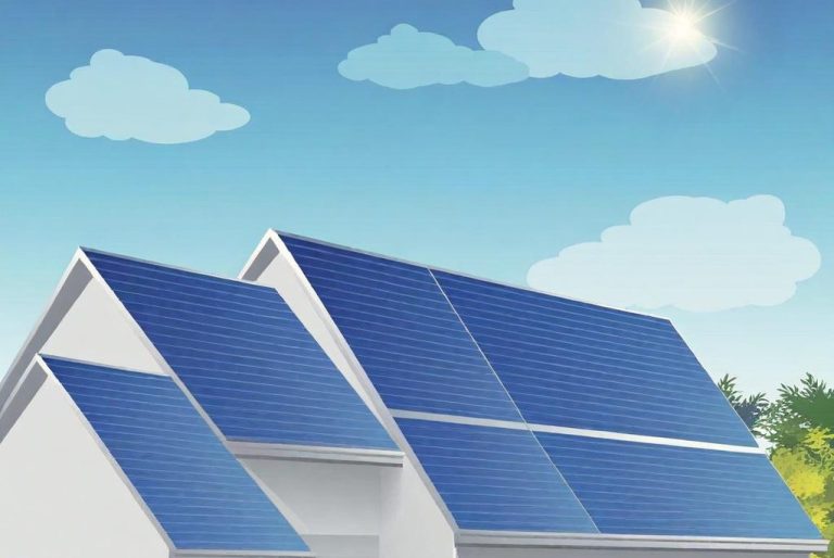 Tetto di una casa con pannelli solari 